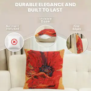 Poppy Red II Belgian Cushion Cover - 16 in. x 16 in. Cotton/Viscose/Polyester by Charlotte Home Furnishings Inc