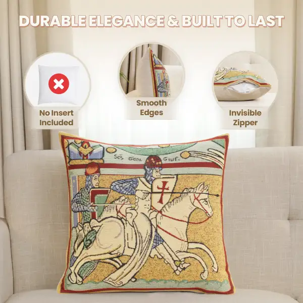 Chevaliers De St. Gregoire I Belgian Cushion Cover - 16 in. x 16 in. Cotton/Viscose/Polyester by Charlotte Home Furnishings Inc | Feature