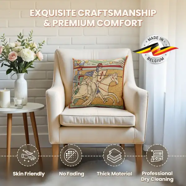 Chevaliers De St. Gregoire I Belgian Cushion Cover - 16 in. x 16 in. Cotton/Viscose/Polyester by Charlotte Home Furnishings Inc | Quality