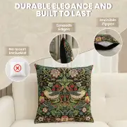 Strawberry Thief B Black by William Morris Belgian Sofa Pillow Cover | Feature