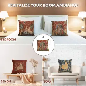 A Mon Seul Desir III Large Tapestry Cushion Cover - 19 in. x 19 in. Cotton by Charlotte Home Furnishings Inc