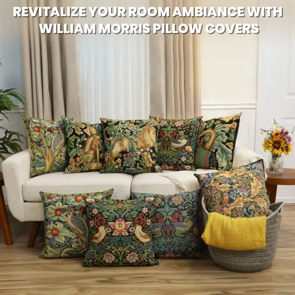 Woodpecker Left By William Morris Belgian Cushion Cover - 18 in. x 18 in. Cotton/Viscose/Polyester by William Morris | Orientation