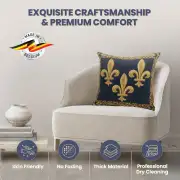 Fleur De Lys III Blue Belgian Cushion Cover - 18 in. x 18 in. Cotton/Viscose/Polyester by Charlotte Home Furnishings Inc | Quality