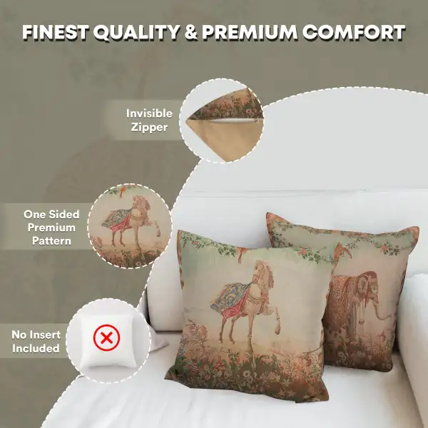 Cheval Large Tapestry Cushion Cover - 19 in. x 19 in. Wool/cotton/others by Jean-Baptiste Huet | Feature