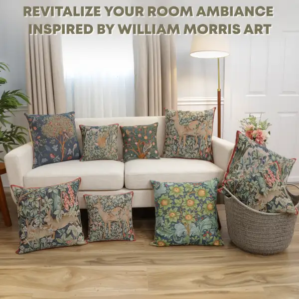 Kelmscott Tree Blue Tapestry Cushion Cover - 19 in. x 19 in. Cotton by William Morris | Orientation
