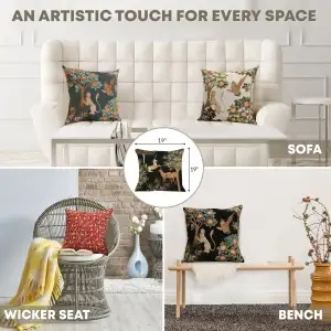 Unicorn And Does Forest Black Tapestry Cushion Cover - 19 in. x 19 in. Cotton by Charlotte Home Furnishings Inc