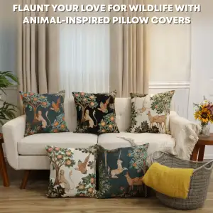 Unicorn And Does Forest Black Tapestry Cushion Cover - 19 in. x 19 in. Cotton by Charlotte Home Furnishings Inc