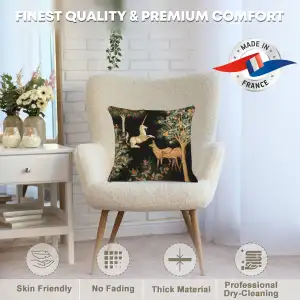 Unicorn And Does Forest Black Tapestry Cushion Cover - 19 in. x 19 in. Cotton by Charlotte Home Furnishings Inc