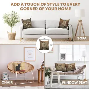 Cat With Harp Belgian Cushion Cover - 18 in. x 18 in. Cotton by Charlotte Home Furnishings Inc