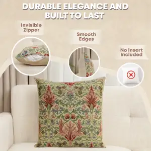 Snakeshead Belgian Woven Cushion Cover - 16 x 16" Hand Finished Square Pillow for Living Room - Decorative Throw Accent Pillow Cover for Sofa Bed & Couch - Cushion Cover for Indoor Use