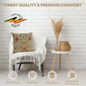 Snakeshead Belgian Woven Cushion Cover - 16 x 16" Hand Finished Square Pillow for Living Room - Decorative Throw Accent Pillow Cover for Sofa Bed & Couch - Cushion Cover for Indoor Use