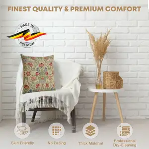 Single-Stem Belgian Woven Cushion Cover - 16 x 16" Hand Finished Square Pillow for Living Room - Decorative Throw Accent Pillow Cover for Sofa Bed & Couch - Cushion Cover for Indoor Use