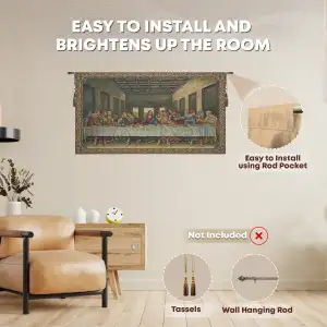 Last Supper III Italian Tapestry - 54 in. x 30 in. Cotton/Polyester/Viscose by Leonardo da Vinci