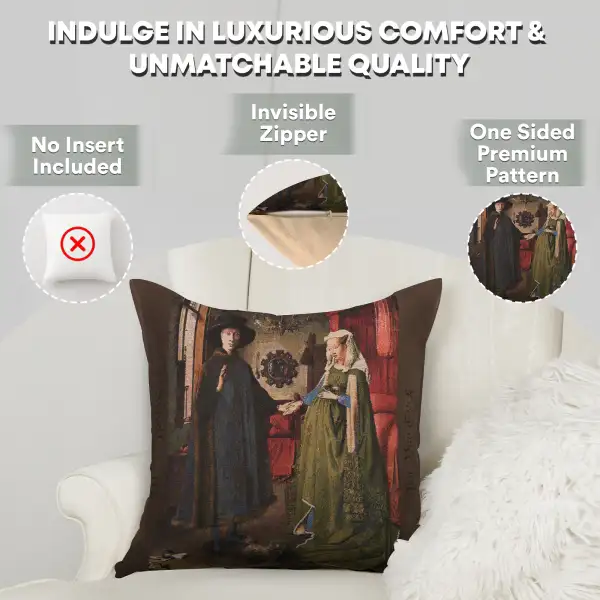 Arnolfini Belgian Cushion Cover - 18 in. x 18 in. Cotton/Viscose/Polyester by Jan and Hubert van Eyck | Feature