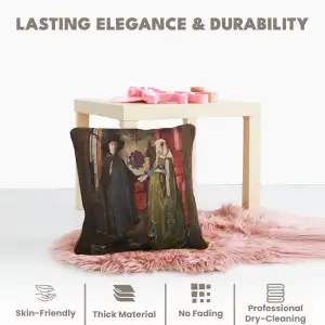 Arnolfini Belgian Cushion Cover - 18 in. x 18 in. Cotton/Viscose/Polyester by Jan and Hubert van Eyck