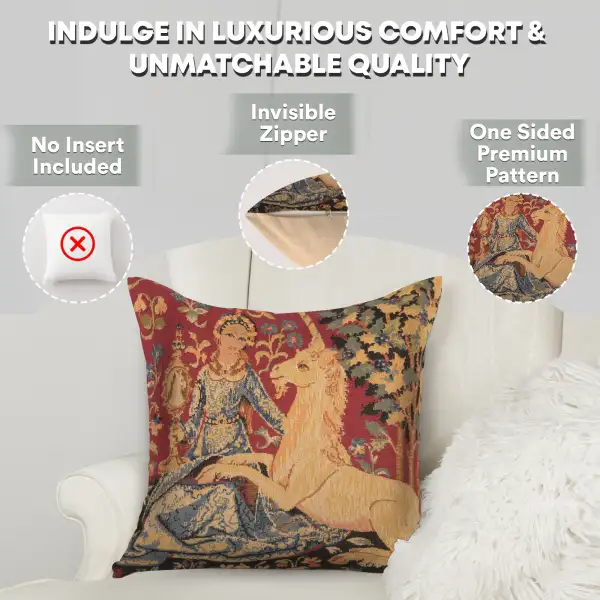 Medieval View Small Belgian Cushion Cover - 14 in. x 14 in. Cotton/Viscose/Polyester by Charlotte Home Furnishings | Feature