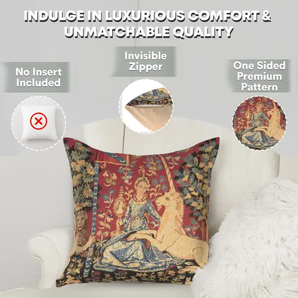 Medieval View Large Belgian Cushion Cover - 18 in. x 18 in. Cotton/Viscose/Polyester by Charlotte Home Furnishings | Feature