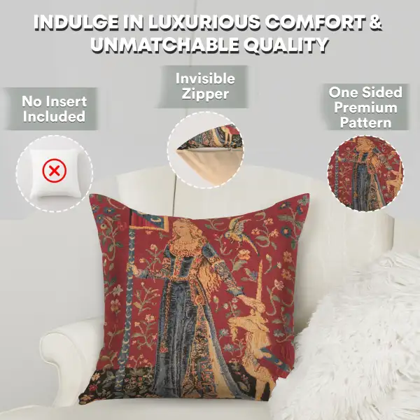 Medieval Touch Small Belgian Cushion Cover - 14 in. x 14 in. Cotton/Viscose/Polyester by Charlotte Home Furnishings | Feature