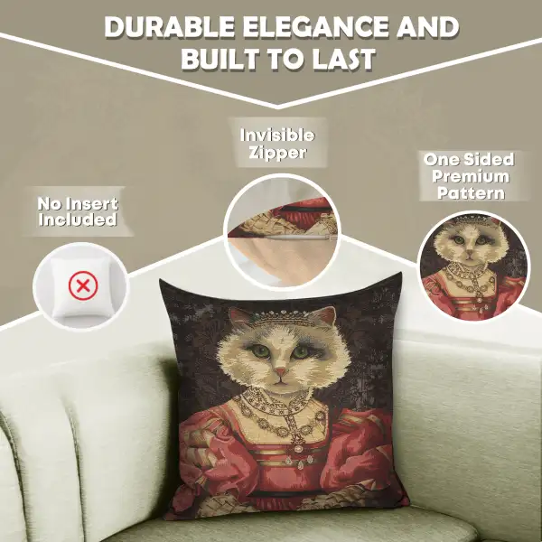 Cat With Crown A Belgian Cushion Cover - 18 in. x 18 in. Cotton by Charlotte Home Furnishings | Feature