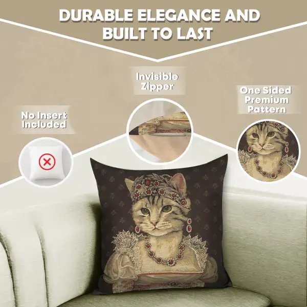 Chat Josephine Belgian Cushion Cover - 18 in. x 18 in. Cotton by Charlotte Home Furnishings | Feature