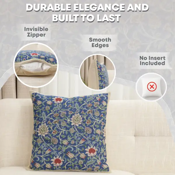 Fleur De Morris Royal Belgian Cushion Cover - 16 in. x 16 in. Cotton/Viscose/Polyester by William Morris | Feature