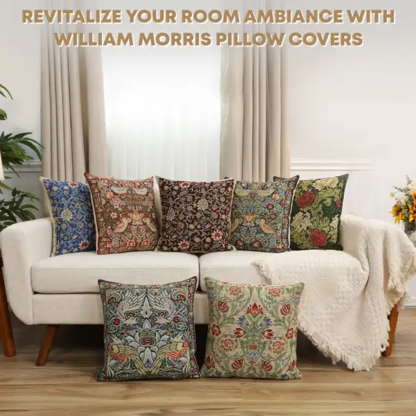 Fleur De Morris Damson Belgian Cushion Cover - 16 in. x 16 in. Cotton/Viscose/Polyester by William Morris | Orientation