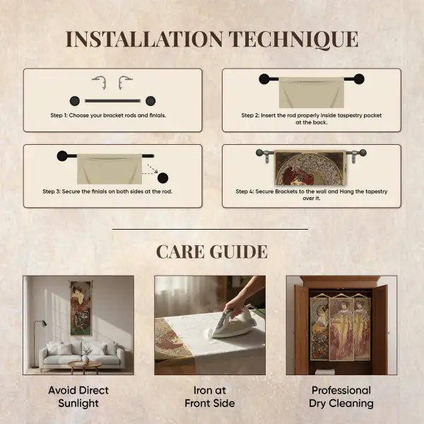 Mucha Emeraude Belgian Wall Tapestry | Close Up 3