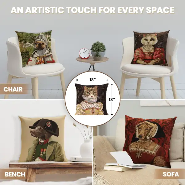 Grey Cat Sisi Belgian Cushion Cover - 18 in. x 18 in. Cotton by Charlotte Home Furnishings Inc | Application