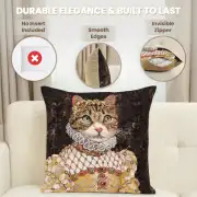 Grey Cat Sisi Belgian Cushion Cover - 18 in. x 18 in. Cotton by Charlotte Home Furnishings Inc | Feature