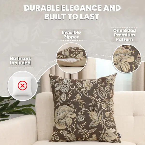 Peony Grey A Tapestry Cushion Cover - 19 in. x 19 in. Cotton by Charlotte Home Furnishings Inc | Feature