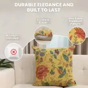 Peony Yellow A Tapestry Cushion Cover - 19 in. x 19 in. Cotton by Charlotte Home Furnishings Inc | Feature