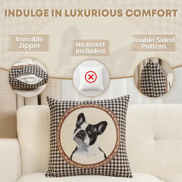 French Bulldog Cushion Cover - 18 in. x 18 in. Cotton/Polyester/Acrylic by Charlotte Home Furnishings Inc | Feature