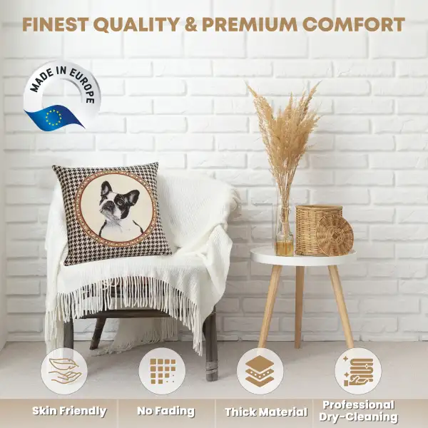 French Bulldog Cushion Cover - 18 in. x 18 in. Cotton/Polyester/Acrylic by Charlotte Home Furnishings Inc | Quality