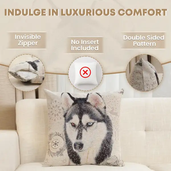Husky Cushion Cover - 18 in. x 18 in. Cotton/Polyester/Acrylic by Charlotte Home Furnishings Inc | Feature