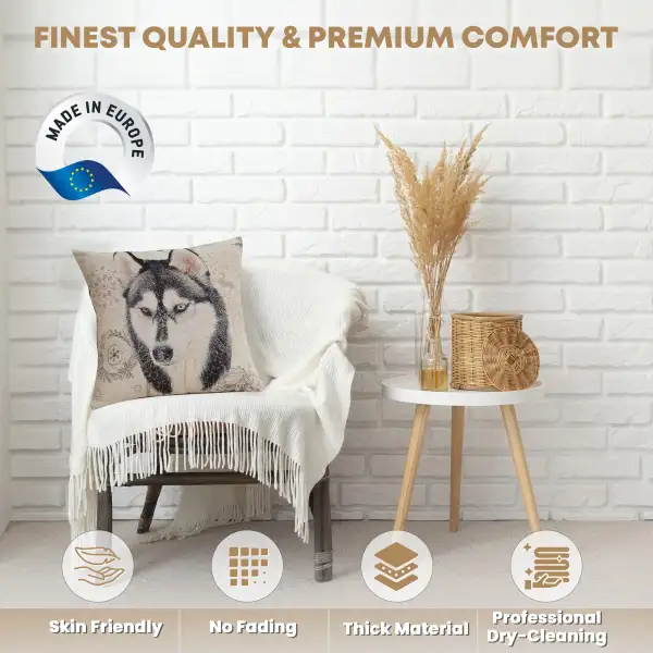 Husky Cushion Cover - 18 in. x 18 in. Cotton/Polyester/Acrylic by Charlotte Home Furnishings Inc | Quality