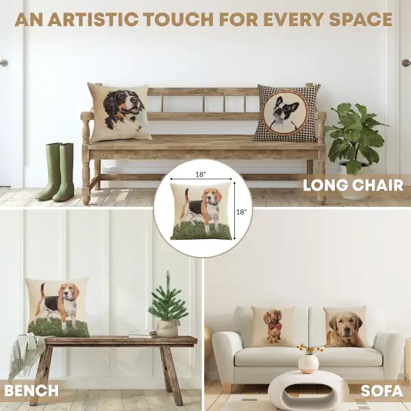 Beagle Cushion Cover - 18 in. x 18 in. Cotton/Polyester/Acrylic by Charlotte Home Furnishings Inc | Application
