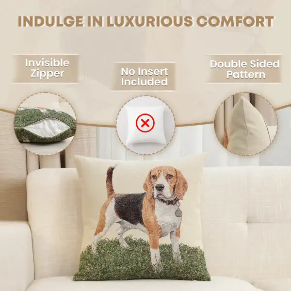 Beagle Cushion Cover - 18 in. x 18 in. Cotton/Polyester/Acrylic by Charlotte Home Furnishings Inc | Feature
