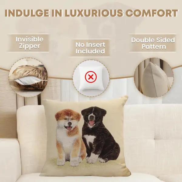 Akitas Cushion Cover - 18 in. x 18 in. Cotton/Polyester/Acrylic by Charlotte Home Furnishings Inc | Feature