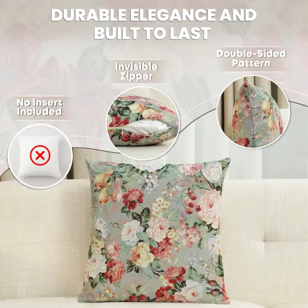 Berries Field Cushion Cover - 18 in. x 18 in. Cotton/Polyester/Acrylic by Charlotte Home Furnishings Inc | Feature