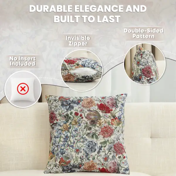 Hyacinth Cushion Cover - 18 in. x 18 in. Cotton/Polyester/Acrylic by Charlotte Home Furnishings Inc | Feature