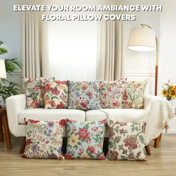 Hyacinth Cushion Cover - 18 in. x 18 in. Cotton/Polyester/Acrylic by Charlotte Home Furnishings Inc | Orientation