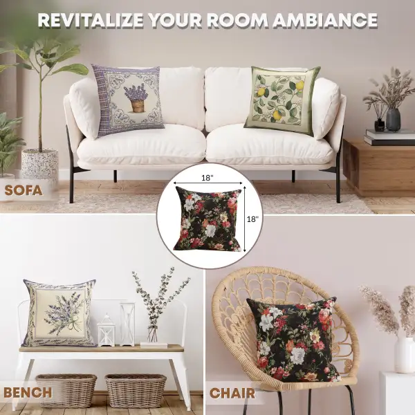 Flower Blossom Cushion Cover - 18 in. x 18 in. Cotton/Polyester/Acrylic by Charlotte Home Furnishings Inc | Application