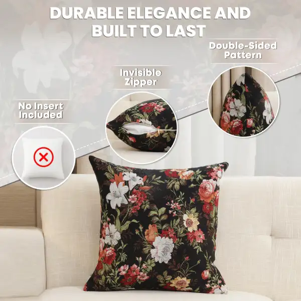 Flower Blossom Cushion Cover - 18 in. x 18 in. Cotton/Polyester/Acrylic by Charlotte Home Furnishings Inc | Feature