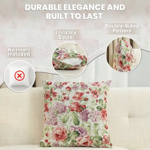 Camellia Cushion Cover - 18 in. x 18 in. Cotton/Polyester/Acrylic by Charlotte Home Furnishings Inc | Feature