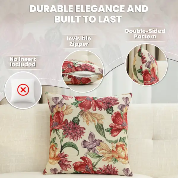 Iris Blossoms Cushion Cover - 18 in. x 18 in. Cotton/Polyester/Acrylic by Charlotte Home Furnishings Inc | Feature