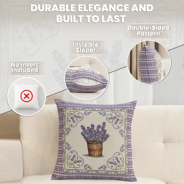Lavender Hearts Cushion Cover - 18 in. x 18 in. Cotton/Polyester/Acrylic by Charlotte Home Furnishings Inc | Feature