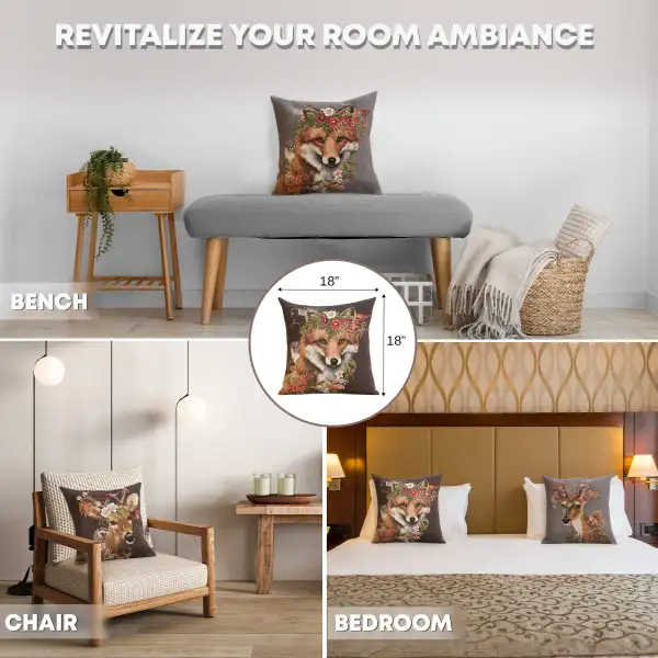 Forest Fox Brown Belgian Cushion Cover - 18 in. x 18 in. Cotton by Charlotte Home Furnishings Inc | Application