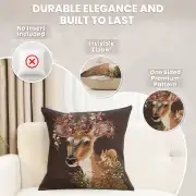 Forest Deer Brown Belgian Sofa Pillow Cover | Feature