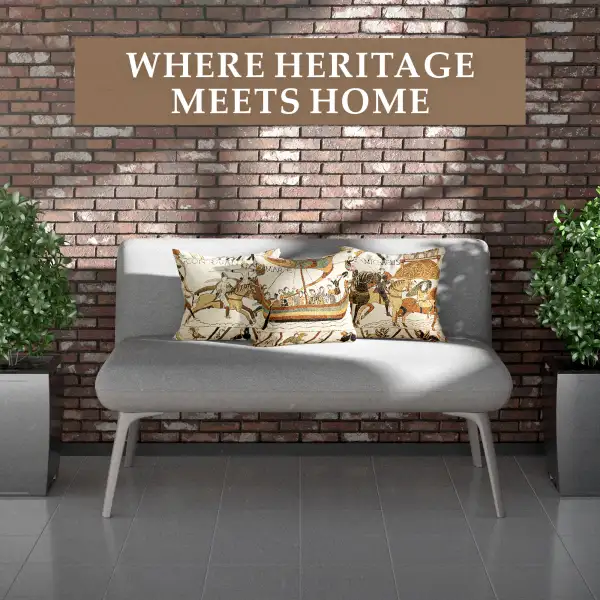 Bayeux Battle of Hastings Belgian Sofa Pillow Cover | Close Up 5