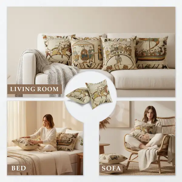 Bayeux Battle of Hastings Belgian Sofa Pillow Cover | Close Up 5
